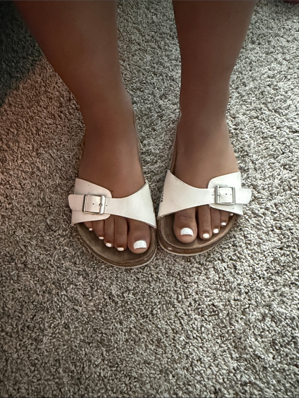 Birkenstock White Single-Buckle Slide Sandals for Women